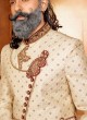 Designer Groom  Sherwani In Cream Color